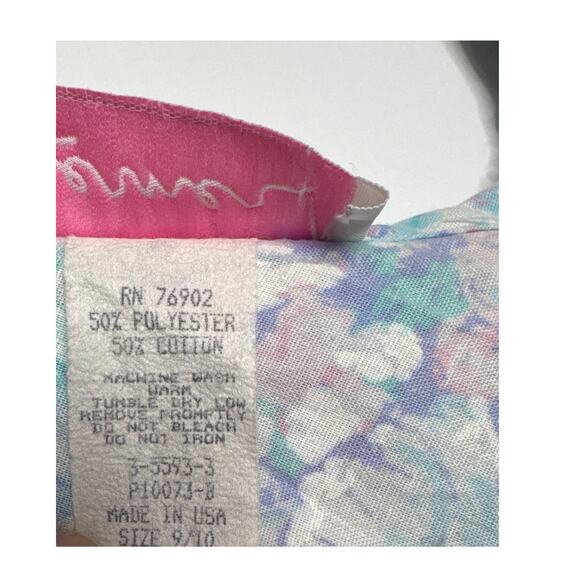 Vintage Lerner Pastel Floral Ruffle Midi Dress Made in USA cottagecore medium - Picture 13 of 14